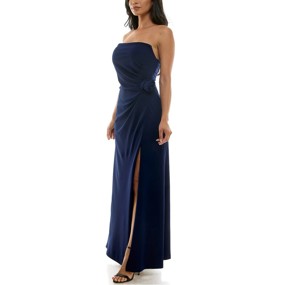 NWT Women's Maison Tara Strapless Rosette Evening Gown - Picture 3 of 10